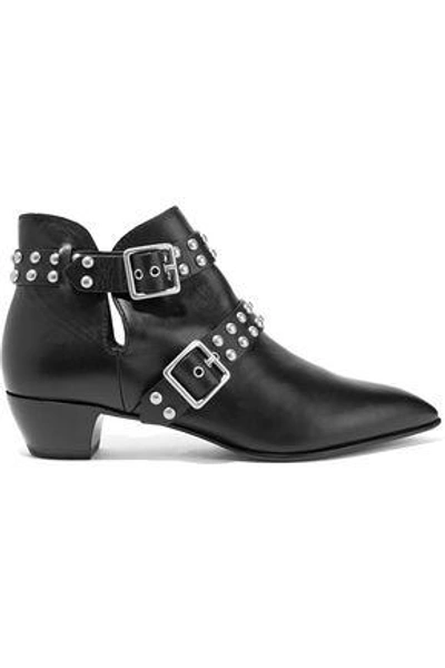Shop Marc By Marc Jacobs Woman Studded Leather Ankle Boots Black