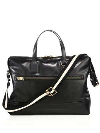 Shop Bally Novo Leather Business Bag In Black