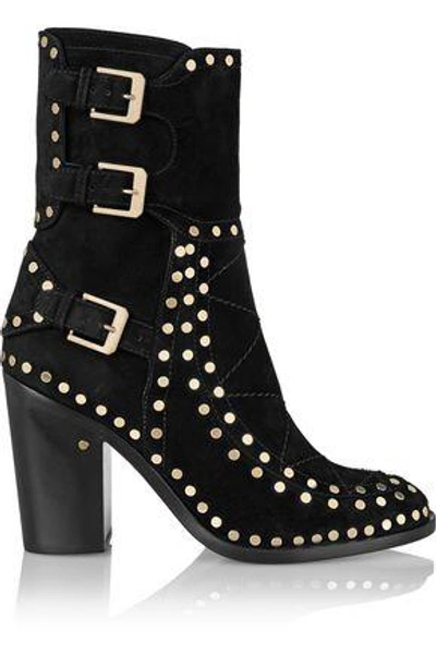 Shop Laurence Dacade Woman Gehry Studded Suede Ankle Boots Black