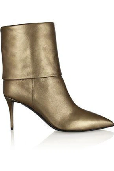 Shop Giuseppe Zanotti Woman Yvette Metallic Leather Ankle Boots Gold