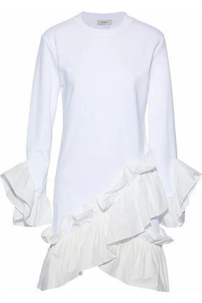 Shop Goen J Woman Asymmetric Modal-cotton Blend And Cotton Top White