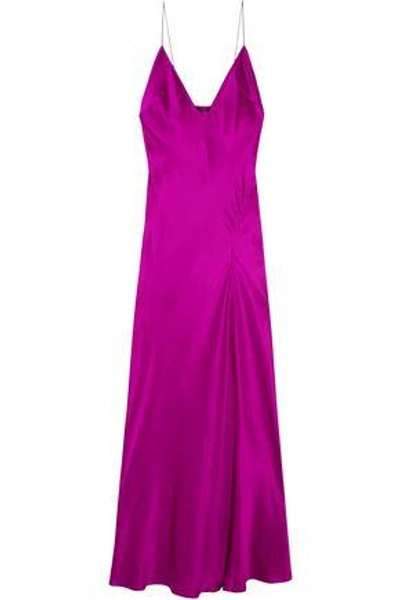 Shop Haider Ackermann Woman Silk-satin Maxi Dress Bright Pink