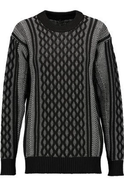 Shop Alexander Wang T Woman Cable-knit Sweater Light Gray