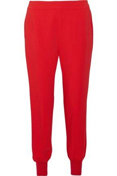 Shop Stella Mccartney Woman Julia Crepe Tapered Pants Red