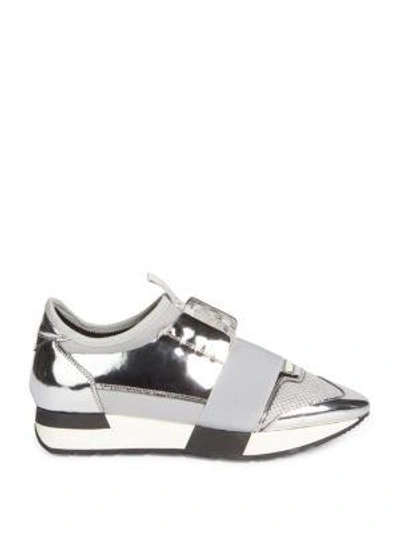 Shop Balenciaga Race Low-top Chunky Sneakers In Argent