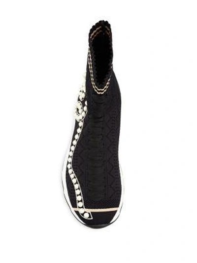 Shop Fendi Rockoko Faux Pearl Sneakers In Black