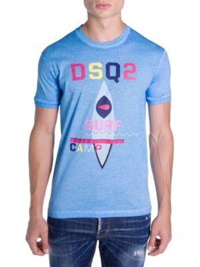 Shop Dsquared2 Surf Camp Graphic Cotton Tee In Blue