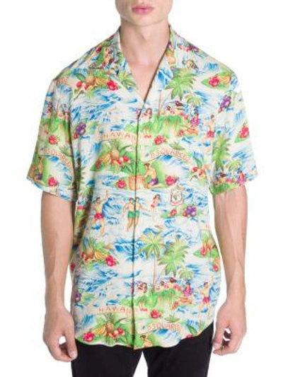 Shop Dsquared2 Hawaiian Print Shirt In Multi