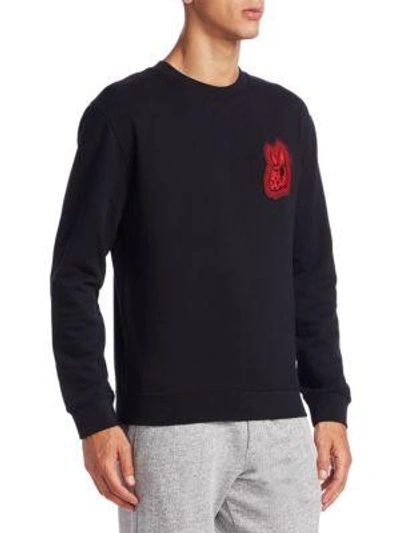 Shop Mcq By Alexander Mcqueen Embroidered Bunny Cotton Sweatshirt In Black