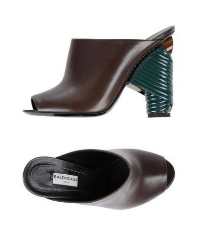 Shop Balenciaga Sandals In Dark Brown