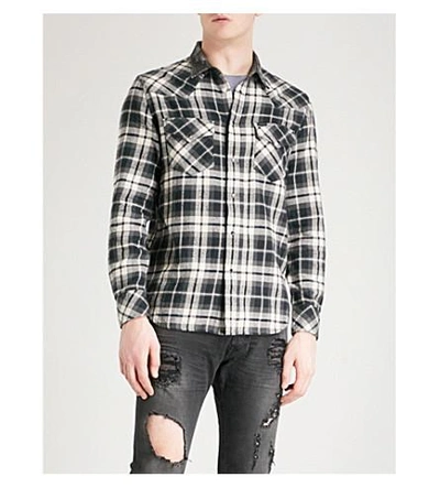 Shop Diesel S-east Checked Cotton Shirt In Black