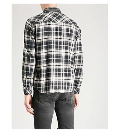 Shop Diesel S-east Checked Cotton Shirt In Black