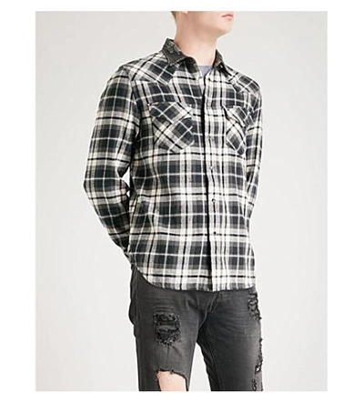 Shop Diesel S-east Checked Cotton Shirt In Black
