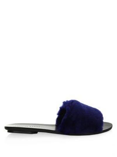 Shop Loeffler Randall Isabel Fur Slides In Eclipse