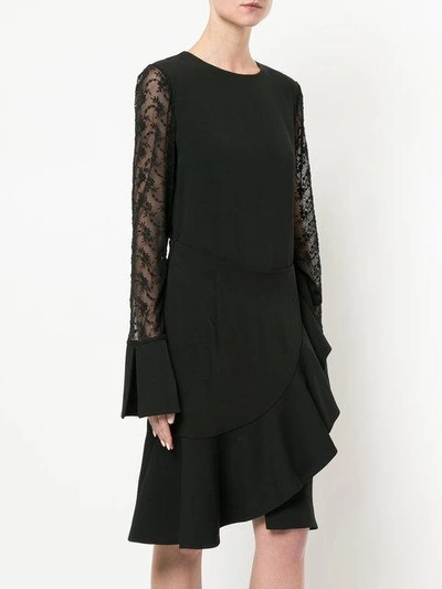 Shop Goen J Ruffle Trimmed Dress With Lace Sleeves