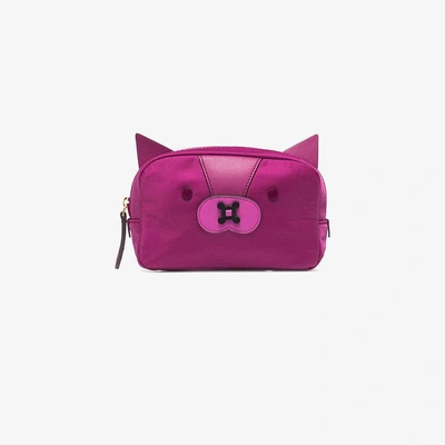 Shop Anya Hindmarch Fox Make Up Pouch In Pink&purple