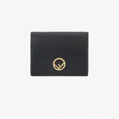 Shop Fendi Black Logo Leather Fold Out Purse