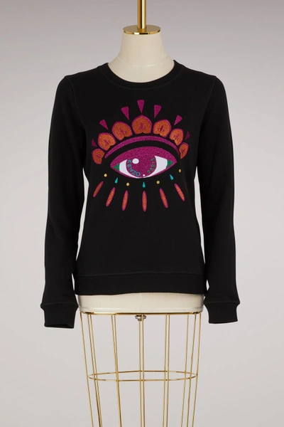 Shop Kenzo Christmas Eye Sweatshirt In Black/christmas Light Brushed