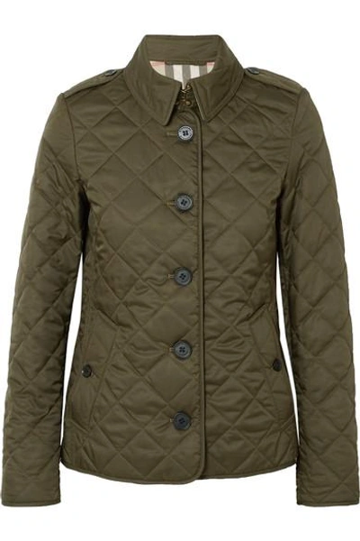 Shop Burberry Quilted Shell Jacket In Green