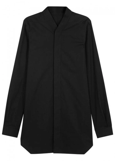 Shop Rick Owens Black Longline Poplin Shirt