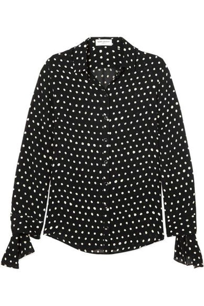 Shop Saint Laurent Polka-dot Chiffon Shirt In Black