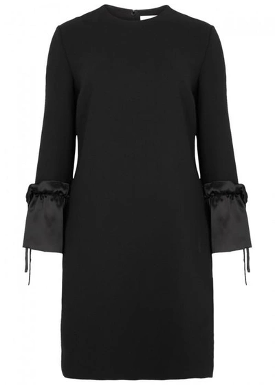 Shop Victoria Victoria Beckham Black Silk-trimmed Shift Dress