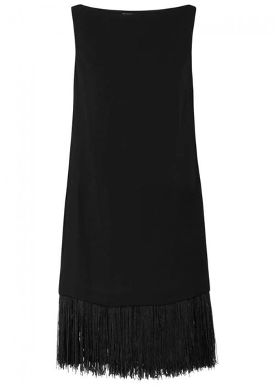 Shop Elizabeth And James Ekon Fringe-trimmed Shift Dress In Black