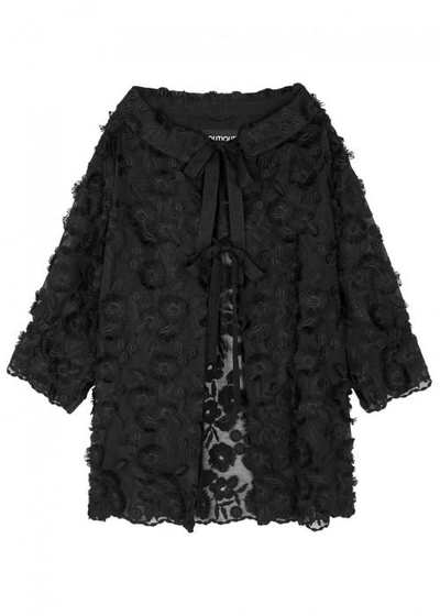 Shop Boutique Moschino Black Floral-embroidered Jacket