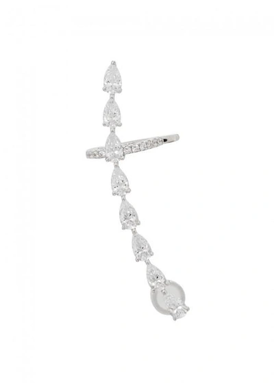 Shop Apm Monaco Crystal-embellished Sterling Silver Earcuff