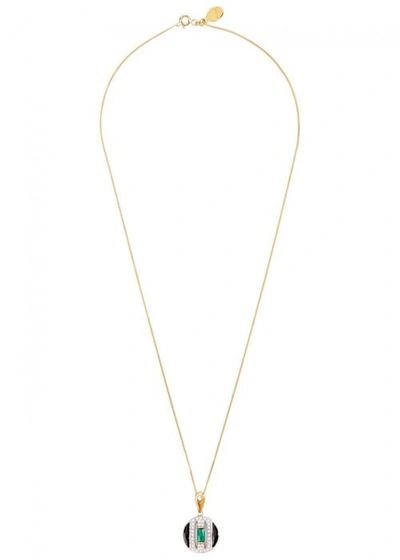 Shop V Jewellery Daphne Crystal-embellished Necklace In Black