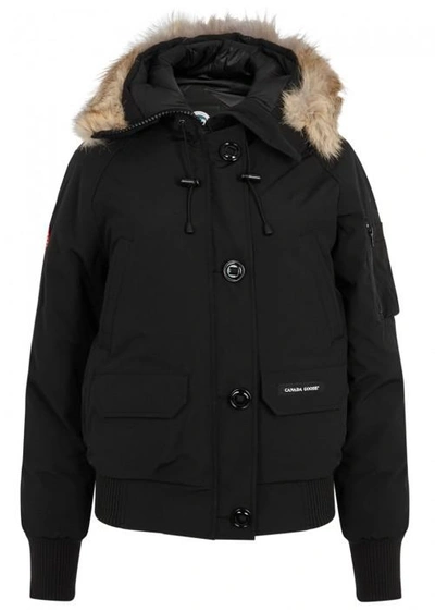 Shop Canada Goose Chilliwack Black Fur-trimmed Arctic-tech Jacket