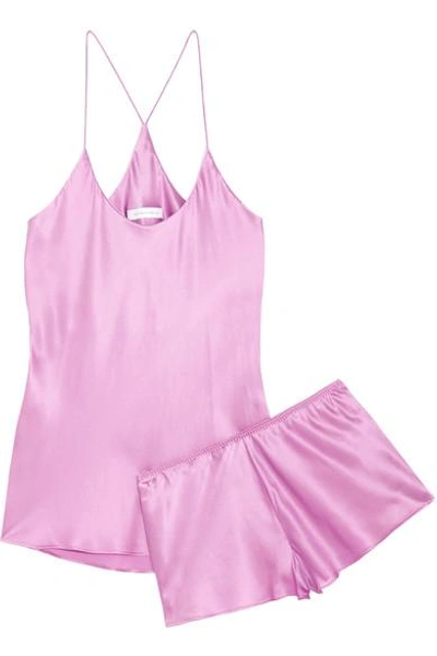 Shop Olivia Von Halle Bella Silk-satin Pajama Set In Baby Pink