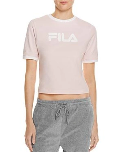 Shop Fila Tionne Crop Logo Tee In Rose/white