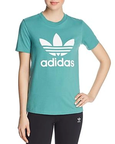 Shop Adidas Originals Trefoil Logo Tee In Future Hydro/white