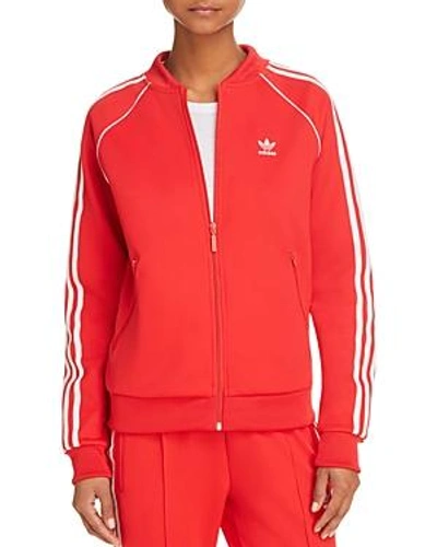 Shop Adidas Originals Stripe-detail Track Jacket In Radient Red