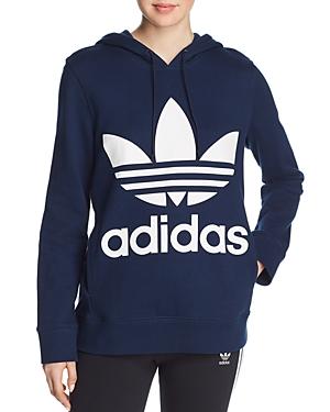 adidas trefoil hoodie navy blue