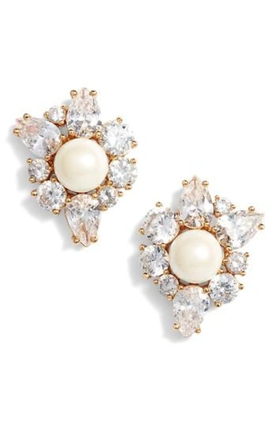 Shop Kate Spade Flying Colors Pearl Cluster Earrings In Gold