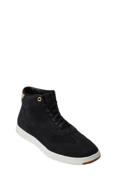 Shop Cole Haan Grandpro High Top Sneaker In Black Nubuck Leather