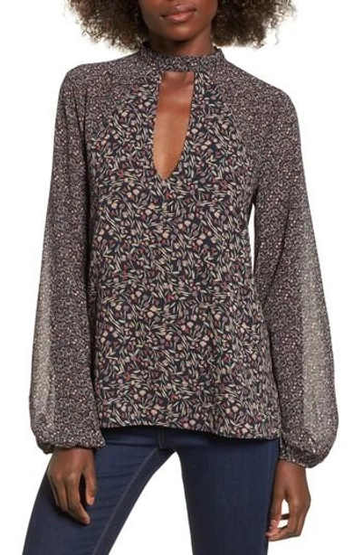Shop Tularosa Print Plunging Neck Blouse In Mixed Floral