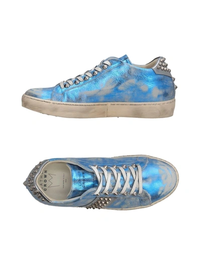 Shop Leather Crown Sneakers In Blue