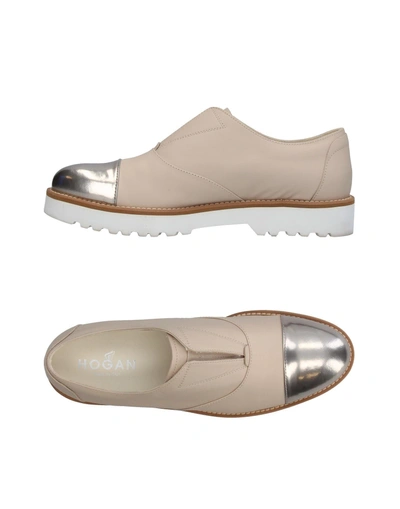 Shop Hogan Woman Loafers Beige Size 6 Leather