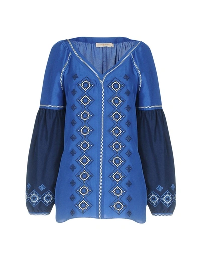 Shop Tory Burch Blouses In Blue