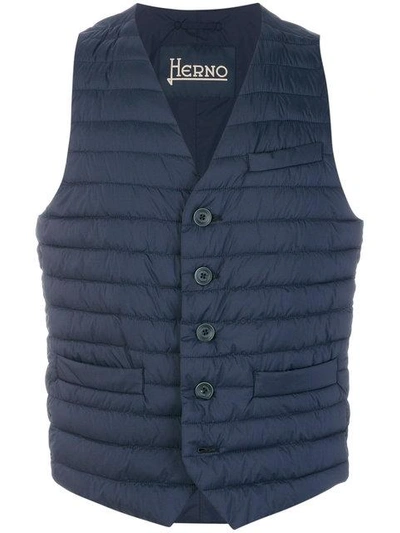 Shop Herno Quilted Waistcoat In Blue