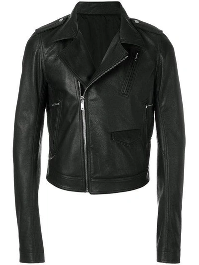 Shop Rick Owens Leather Biker Jacket - Black