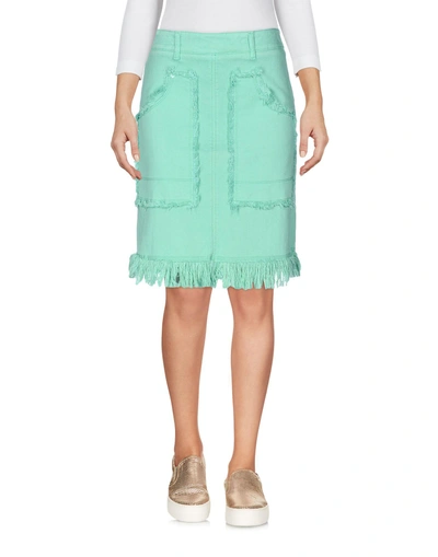 Shop Love Moschino Denim Skirts In Light Green
