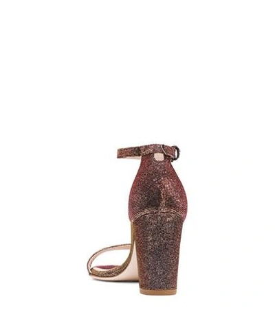 Shop Stuart Weitzman The Nearlynude Sandal In Bronze Lamé