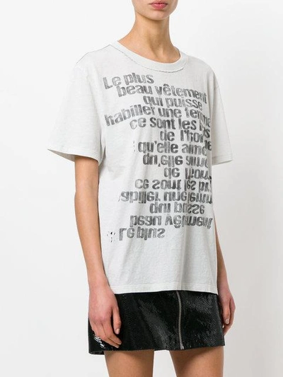 Shop Saint Laurent Mirrored Slogan Print T-shirt In 9744 White/black