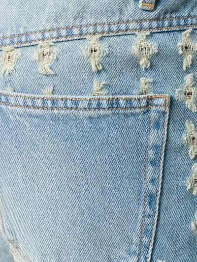 floral embroidered denim shorts