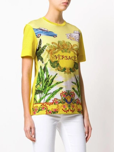 Shop Versace Logo Print T-shirt In Yellow