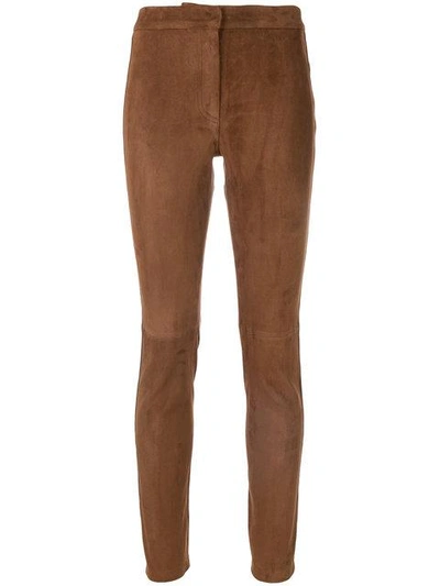 Shop Loewe Skinny Trousers In Brown